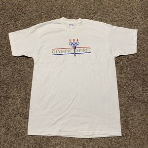 Vtg USA Olympic T-Shirt White XXL Rare Single Stitch